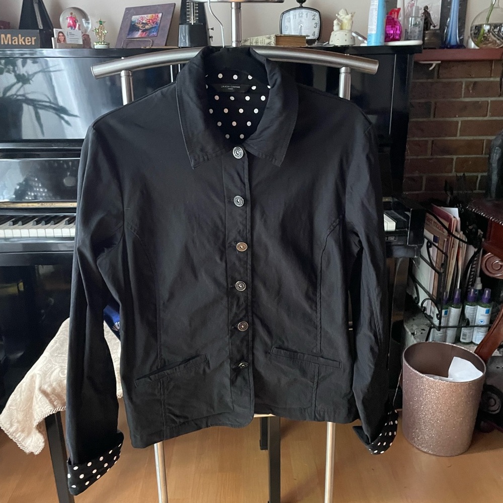 Simon Chang Over Jacket with Polka Dot Lining